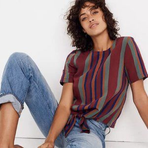 Madewell Button-Back Tie Tee in Rosalinda Stripe
